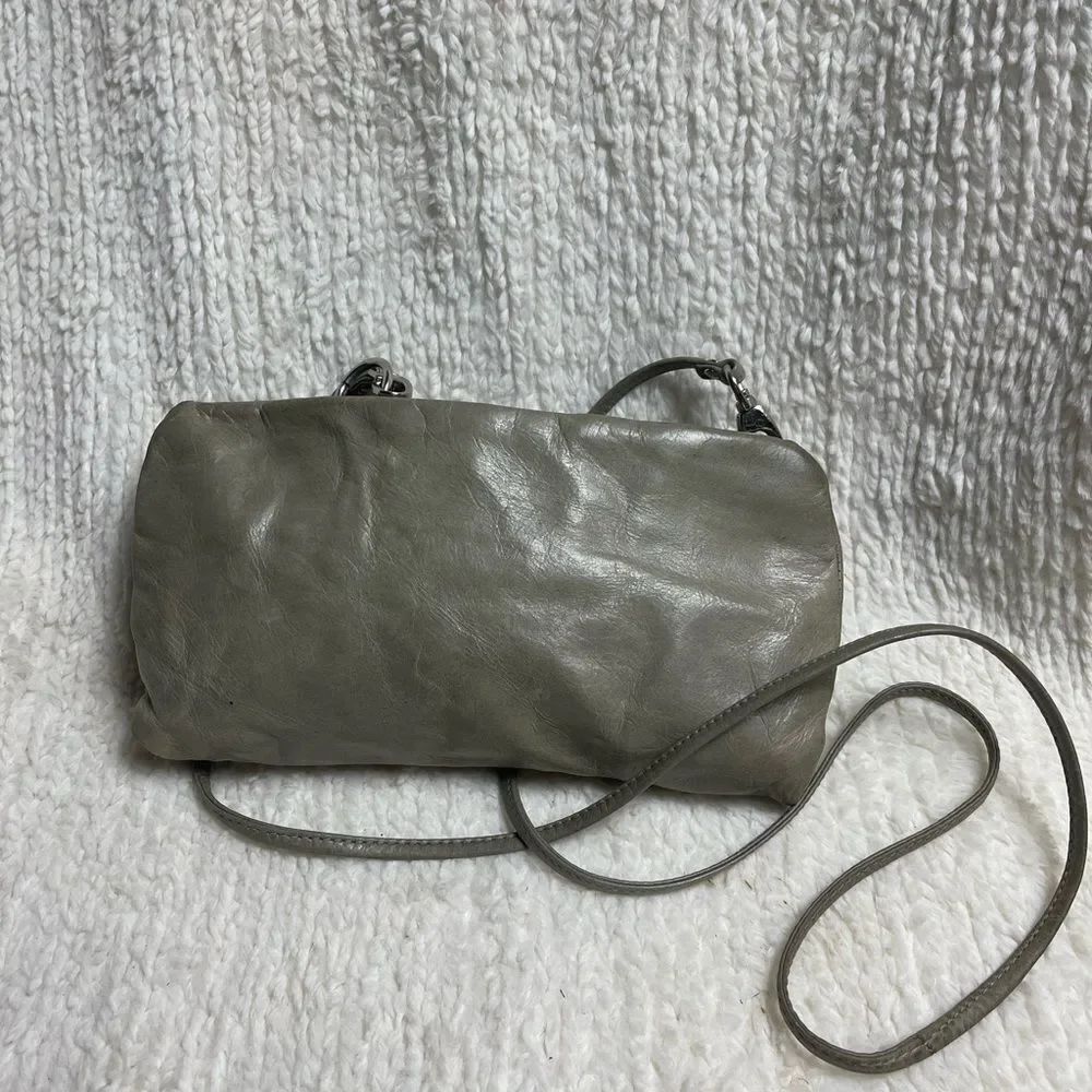 HOBO the original leather distress gray mini crossbody bag with detachable strap